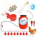 Automatic Chicken Waterer System Complete Set Pipeline Poultry Water Feeder with Water Cups, Float Valve, Garden Hose for DIY (Bucket Not Included)