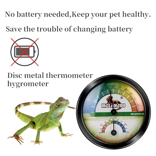 Reptile Terrarium Thermometer Hygrometer Dual Gauges 2-in-1 for Reptile Tank Snake Tank Bearded Dragon Tank Accessories No Battery Required
