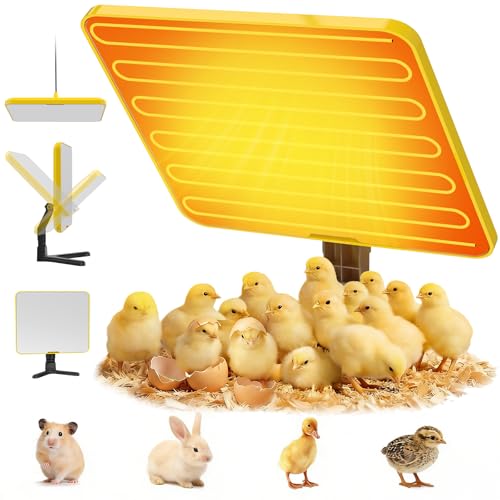 Brooder Plate for Chicks, 50–158℉ Chick Heat Plate with Smart Thermostat, UL Certified Radiant Heating Panel Brooder Heater, 180° Adjustable Angle & Hanging Design for Poultry Brooding & Chicken Coop