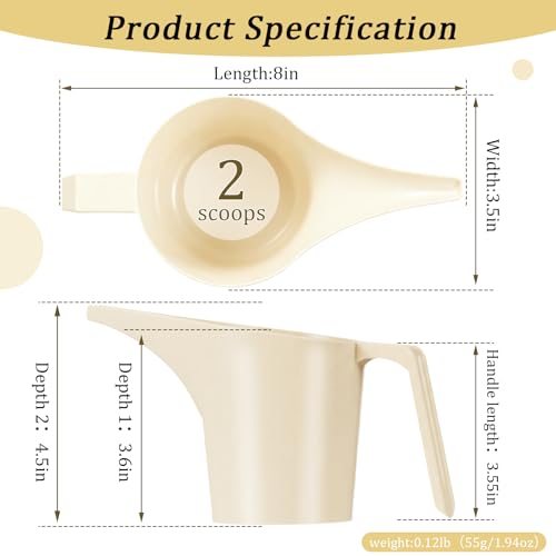 Relaxweex 2 Pcs Bird Seed Scoop, Pet Food Bird Seed Scoop Large Capacity Suitable Narrow Spout Suitable for Tube Feeders for Filling Avian Birds Feeders Small Animal Food (Beige) - color: beige