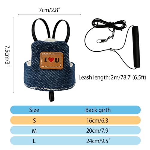 Bird Harness Leash, Adjustable Self-Adhesive Vest Birds Harness with 360° Swivel Clasp, Reusable Bird Flight Cloth for Outdoor Walking Training Anti-Escape - size: S