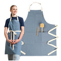 Chef Aprons for Women with Pockets, Adjustable Bib Aprons for Cooking - color: Blue