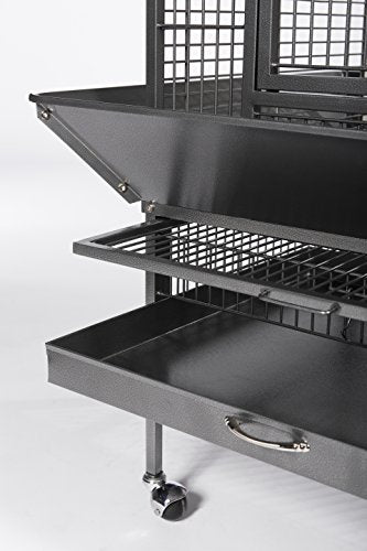 Prevue Pet Products Dometop Bird Cage - Large, Black Hammertone | for Parrots, Conures, Caiques, Small Cockatoos, Big Bird Cage with Wheels, Indoor or Outdoor