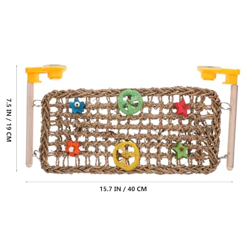 ibasenice Parrot Climbing Rope Net Toy with Suction Cup for Travel Woven Hammock Ladder for Parakeets and Pet Birds Interactive Aerial Design for Cage Exercise and Entertainment