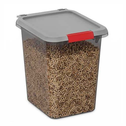 Mighty Tuff 20 lb Pellet Storage Container with Airtight Locking Lid | Durable container with locking latch helps keep wood pellets dry and organized for storage or pantry use.