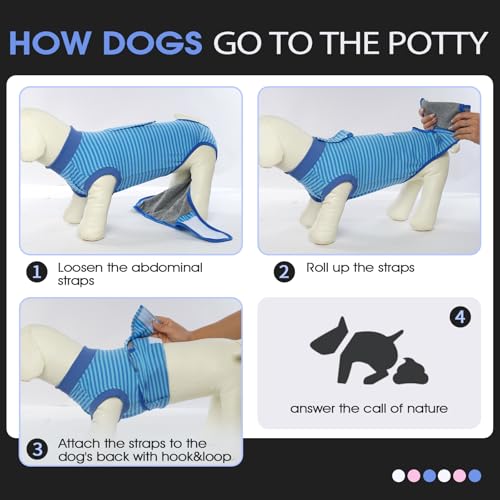 Recovery Suit for Dogs After Surgery,Soft Breathable Dog Bodysuit | E-Collar & Cone Alternative Surgical Suit,Male Female Dog Neuter Spay Suits Anti Licking Wounds Onesie Navy Blue Strips XS - color: Navy Blue Stripes, size: Xs(back:8.3-11.4in,wt:4-7lbs)