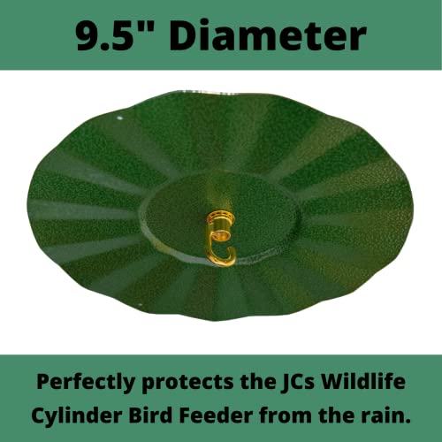 Metal Rain/Weather Guard - Perfect for Outdoor Bird Feeders, Seed Cylinders, Hummingbird Feeders, Cylinder Feeders and More Against Water, Sun, and Overhead Messes Rust Proof, - color: Green, size: 9.5 Inches