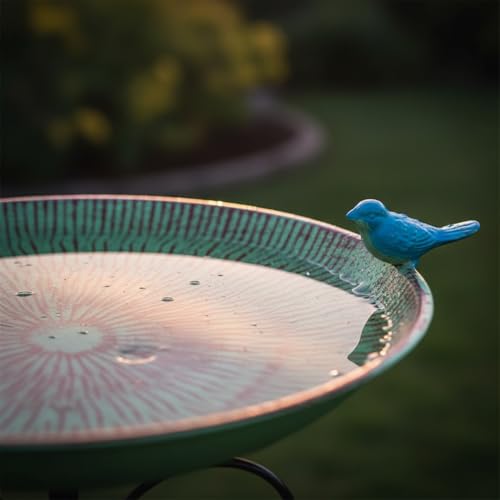 Metal Bird Bath for Outdoor,10" Wide Birdfeeder with Metal Stake | Vintage Bird Baths Feeder Bowl for Outdoors Garden Patio Yard Lawn Decor (Green) - color: Green-1