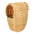 Finch Nests for Cages - Small Bird Nest with Metal Hook, Hand-Woven Box Natural Bamboo Cage Accessories, Hut Toy Hanging Shelter Warm Bird Houses, Handmade Hideout House, Outdoor Balcony Art Crafts
