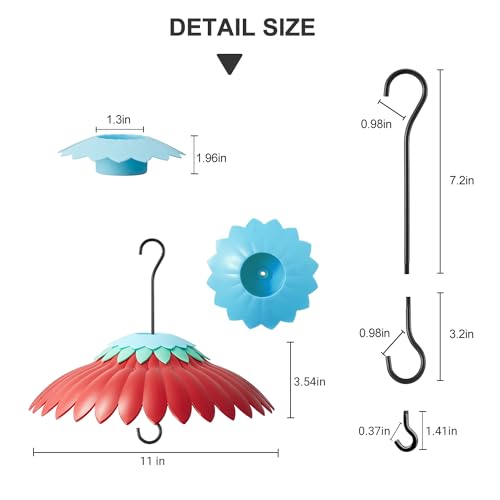 Beserie Bird Feeder Weather Guard Dome Cover Red Rain Shade for Hummingbird Feeders Built-in Moat Proof, Easy to Install 11inch - color: Red01 11in