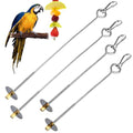 4PCS Bird Cage Food Holder with Hook, Stainless Steel Bird Feeder for Cage, Parrot Fruit Skewers, Birds Foraging Toys for Macaw Parakeet Parrot Budgie (2 Sizes)