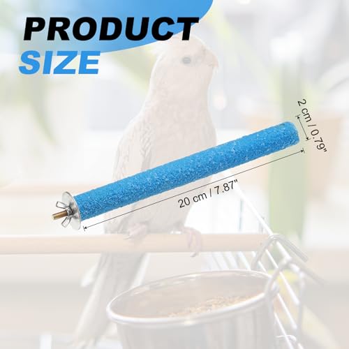 Bird Perch Stand, Colorful Paw Grinding Stick, Wood Rough-surfaced Perch Parrot Stand 20 x 2 Cm, (Blue, 2 Pcs), Intended for Home/Animal Parks/Pet Stores - color: Blue, size: 20 x 2 cm / 7.87 x 0.71 inch