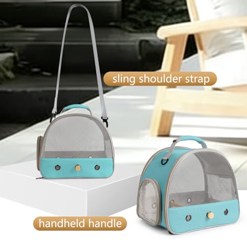 Bird Carrier, Portable Small Bird Parrot Parakeet Carrier with Standing Perch and Soft Mat, Side Access Window Collapsible (Green, Mesh Windows) - color: Green