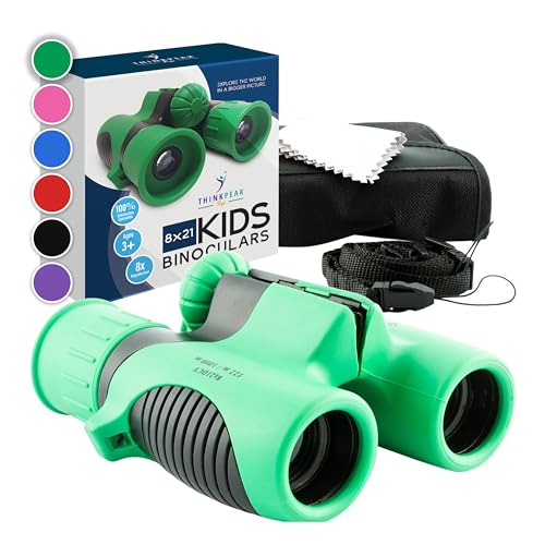 Think Peak Green Binoculars Science Toy for Kids Ages 3-12 Years - Real Compact Outdoor Adventure & STEM Educational Nature Hiking Explorer for Bird Watching, Camping Children’s Birthday Gift - color: Green