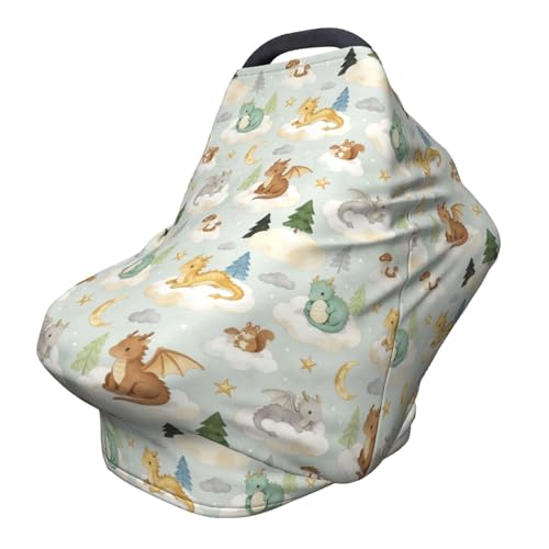 Dragon Print Baby Car Seat Covers,Dragon Theme Baby Stuff Multi-use Carseat Canopy for Boys and Girls Stretchy Infant Carseat Cover Shower Gifts - color: dragon