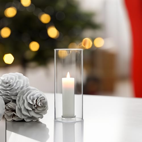 WGVI Hurricane Candle Holder Sleeve, Wide 3", Height 6", Clear Glass Cylinder Candleholder, Chimney Tube, Open Ended Candle Shade, 6 Pieces Bulk - size: 3"x6"H