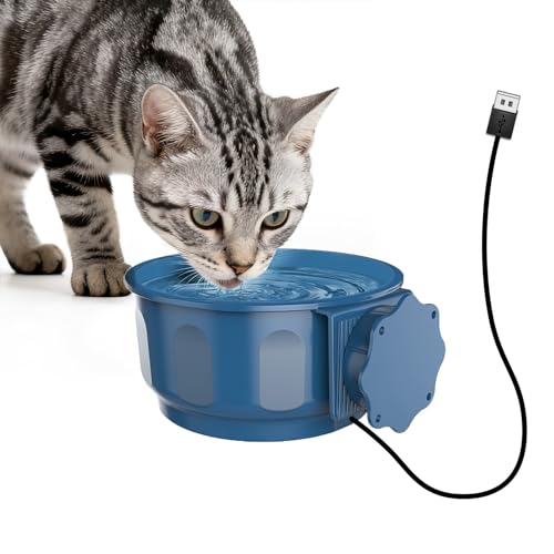 Indoor Pet Small Heated Water Bowl, Cat Thermal Bowl in Winter, 600ML Hanging Heated Water Bowl for Rabbit Cage Dog Crate, Indoor USB Portable Warm Dish for Dogs Cats Rabbits Birds, Blue - size: 600ML(Blue)