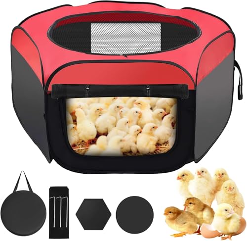 Chicken Brooder Box for Chick Starter Kit，Double Door Chick Brooder Pen/Chicken Playpen/Brooder Box for Chicks Chicken Nesting Box Supplies Up to 15 Baby Chicks,Duck,Quail
