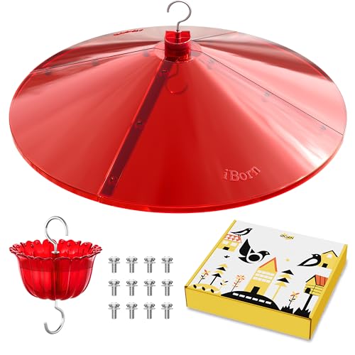 iBorn 19.5-inch Hummingbird Feeders Baffle, Weather Guard, Hanging Bird Feeders Protect, Red, Pack of 1 - color: Red, size: Pack Of 1
