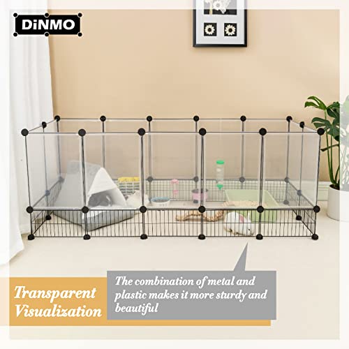 DINMO 28 Panels Bunny Playpen, Iron Net Bottom, 61.4" L x 25.4" W x 22.3" H | For Small Animals: Kittens, Guinea Pigs, Hamsters, Ferrets, Hedgehogs, Chicks & Ducklings, DIY, Expandable Portable Enclosure - style: Plastic+Metal-28 panels-L