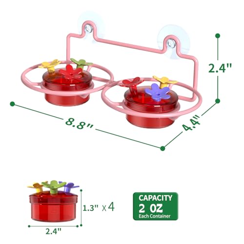 Dreamdrawer 2 Pack Window Hummingbird Feeder, Small Hummingbird Feeder for Outdoors with Strong Suction Cup - Metal Base & 6 Feeding Ports, Easy to Clean and Refill, Pink - color: 2PC-Pink
