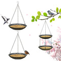 CQAIRIOU Premium Hanging Bird Feeder Tray(2 Set),Size 11.8” Large Platform Bird Feeder Metal Mesh Tray,Wild Bird Feeder for Outside Hanging Seed Platform,Combinable Style to Double Layer - size: 2 Sets Hanging Bird Feeder Tray
