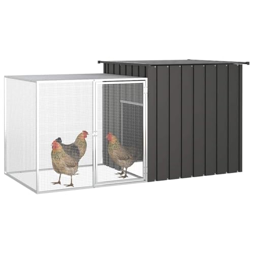Chicken Coop Anthracite Galvanized Steel 78.7 x 35.8 x 39.4 in Outdoor Hen House Large Walk-in Chicken Run with Lockable Latch, Ventilation & Easy Assembly for Backyard Farm Garden - color: Anthracite