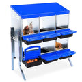 GarveeHome 2-Tier Chicken Nesting Box, 6 Compartment Metal Chicken Laying Boxes with Waterproof Roof ＆ Removable Trays for Hens, Poultry，Easy Egg Collection - color: Blue, size: 32.1"L x 16.9"W x 26.6"H