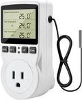 Diymore 1800W Plug in Thermostat Temperature Controller Electric Digital RV Thermostats Heating Cooling Control Mode Timer White 120V 15A Digital Temperature Controller Thermostat Timer LCD Display - color: Temperature Controller