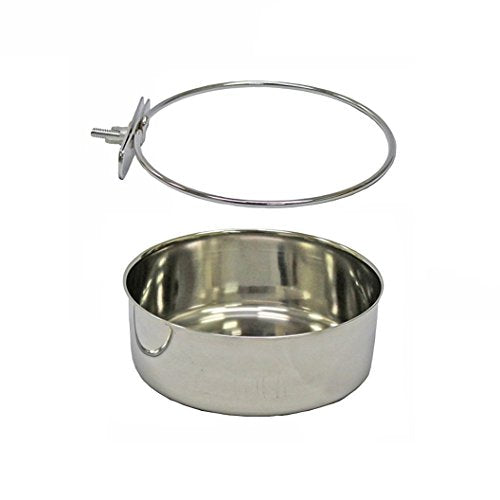Pet Dog Stainless Steel Coop Cups with Clamp Holder - Detached Dog Cat Cage Kennel Hanging Bowl,Metal Food Water Feeder for Small Animal Ferret Rabbit (XL) - size: XL