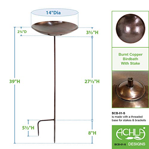 Achla Designs Burnt Copper Birdbath with Stake - color: Copper