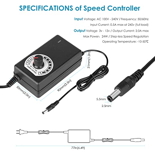 120mm AC Powered Fan with Vriable Speed Controller, AC 110V to 220V Vriable Speed Fan for Receiver Amplifier DVR PlayStation Component Cooling - size: 4.7x4.7x1.0in