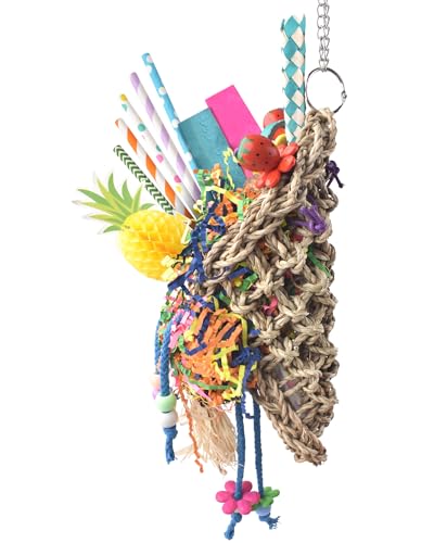 KATUMO Bird Toys, Seagrass Basket Toy with Array of Chewable Parrot Foraging for Small Medium Parrot Birds - style: Pineapple