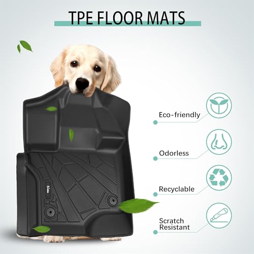 KARPAL Floor Mats for 2015-2025 2026 Ford F-150 SuperCrew (Includes 2022-2026 Lightning), Custom Fit TPE All Weather Ford F150 Accessories 1st & 2nd Row Floor Liner