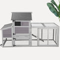 Large Chicken Coop Expandable Chicken House for Outdoor with Wheels, Nest Box, Leakproof Pull-on Tray and UV-Resistant Roof Panel - color: Grey (AIR27)