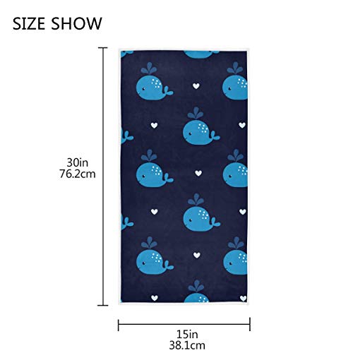 senya Cute Blue Whales Hand Towel Ultra Soft Luxury Towels for Bathroom 30"x15" - color: Multi 3