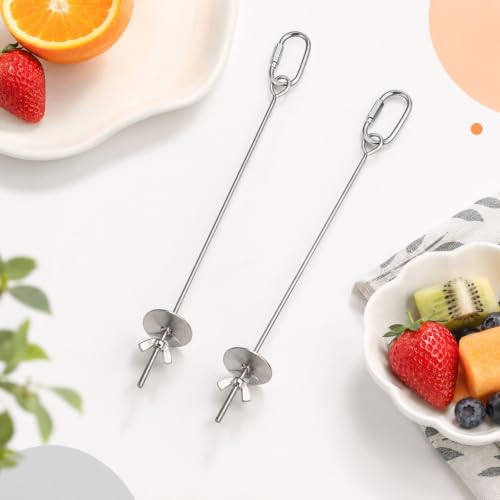 2 PCS Bird Cage Holder Bird Foraging Toys Fruit Birds Feeder | Stainless Steel Hanging Vegetable Fruit Feeder Parrot Fruit Vegetable Skewer for Parakeet Budgie Macaw
