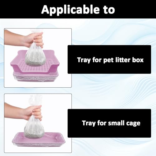 Qianyu 50 PCS Small Animal Cage Liners Disposable Rabbit Bedding & Litter Box Liners Toilet Plastic Film Pan Bags for Bunny Cat Guinea Pig Bird Hamster Chinchilla