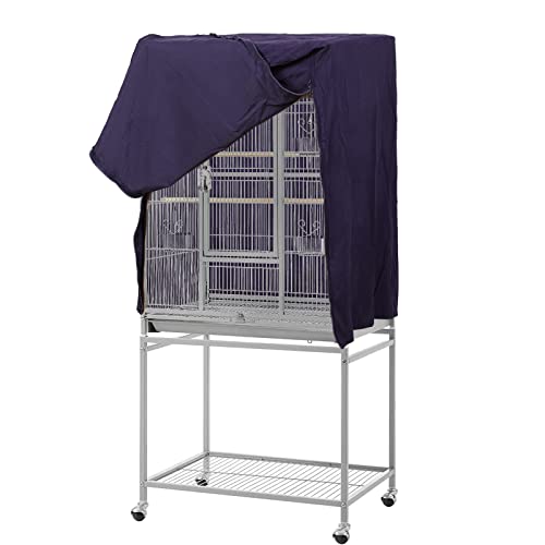 QBLEEV Birdcage Covers, Breathable Universal Bird Parrot Cage Cover Shade | Blackout windproof light-proof covering reduces distractions night accessories cloth without cage-24.8x17.7x31.5in (LxWxH) - color: Blue