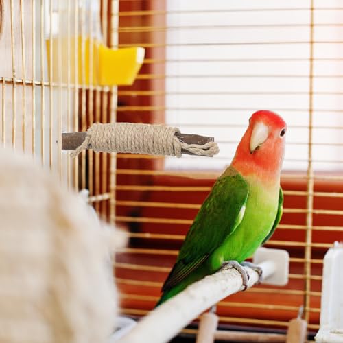 Angoily Bird Perch Stand Set, 5Pcs Natural Wood Bird Perches with Rope | Cage Perch Branch Stand for Climbing Standing Play and Nail Grinding for Parrots