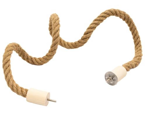 Bird Rope Perch for Parrots, Bendable Natural Jute Boing with Pine Wood and Stainless Steel Mount, Cotton Alternative, Cage Accessory for Parrots (Brown, 4 feet) - size: 4 feet