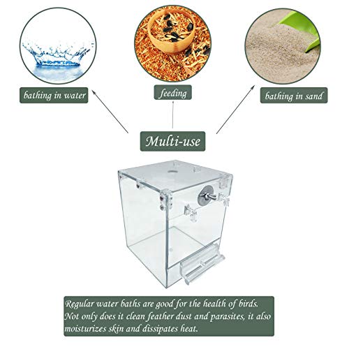 PINVNBY Bird Bath Box,Parrot No-Leakage Bathtub for Cage Hanging Tube Shower Box Cage Accessory with Water Injector and Balls Toys for Small Pet Birds Canary Lovebirds Budgies(6 Pcs)