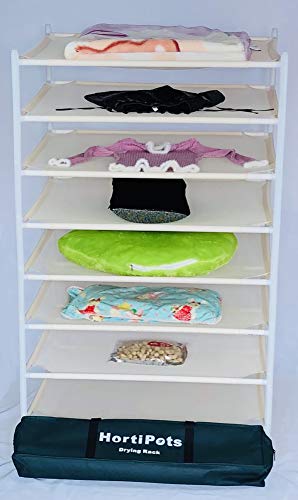 HORTIPOTS Herb Drying Rack 8 Layer Drying Net Dryer Stand Square 28 x 28 Inch to Dry Laundry Clothes or Cure Plants Like Herb Fruit Flowers