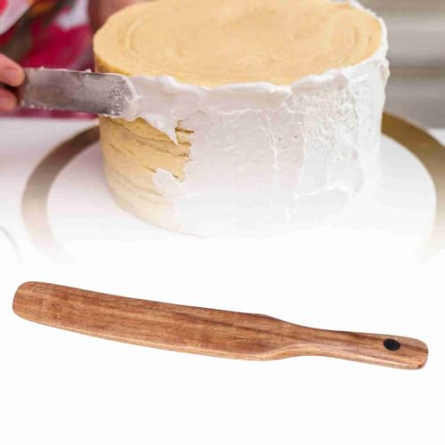 Fdit Teak Wood Spatula, Smooth One Piece Thin Edge Turner for Home Kitchen Solid Teak Natural Wood Nonstick Safe Cooking Utensil 10 Inch Hangable 1 Pack
