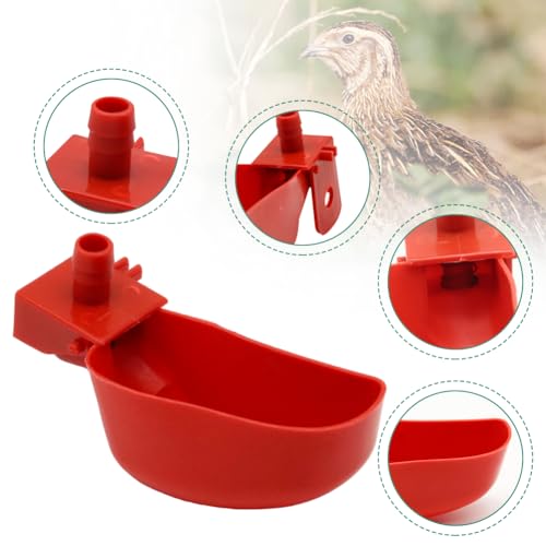 12Pcs Quail Water Cups Pigeon Automatic Bird Waterer for Cage Hang Drinker Breeding Poultry Drinking Bowls(Red) - color: Red