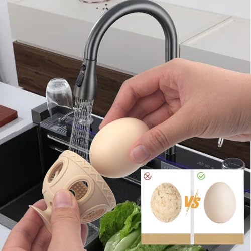 Egg Cleaner for Fresh, Silicone Egg Brush Cleaner, Multipurpose Vegetable and Fruit Scrubber Tool(Yellow)