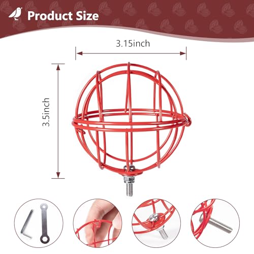 SheeChung Metal Suet Ball Holder Compatible with Bird Buddy,5mm Screw Hole | Smart Feeder Replacement Part,Bird Buddy Accessories,Suet Holder,Easy Attachment for Bird Feeders,Easy to Clean & Refill - color: Red Round, size: only Suet Ball Holder