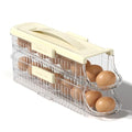 Egg Holder for Fridge, Clear, 1 Row-2 Tiers | Automatic Rolling, Stackable, Removable Inner Tray, Dispenser Organizer - size: 1 Row-2 Tiers