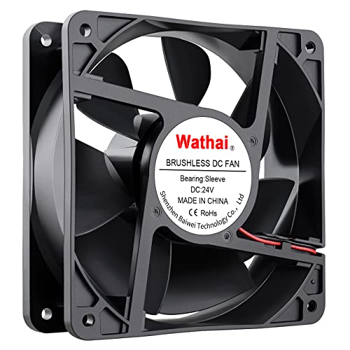 Wathai 120x120x38mm 120mm 24V 2Pin Brushless DC Industrial Cooling Case Fan | 24v industrial case fan Big Airflow 3000RPM for diy Welding Machines RV Inverter electrical cabinet small exhaust - style: 24V 2Pin Sleeve