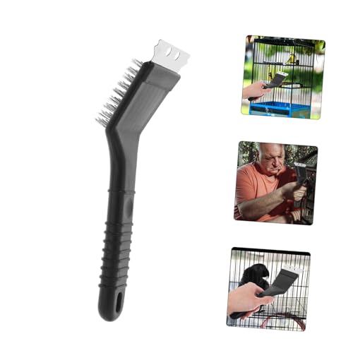 Long Handle Bird Cage Cleaning Brush Stainless Steel Droppings Removal Tool for Bird Cages Multi-Function Accessory